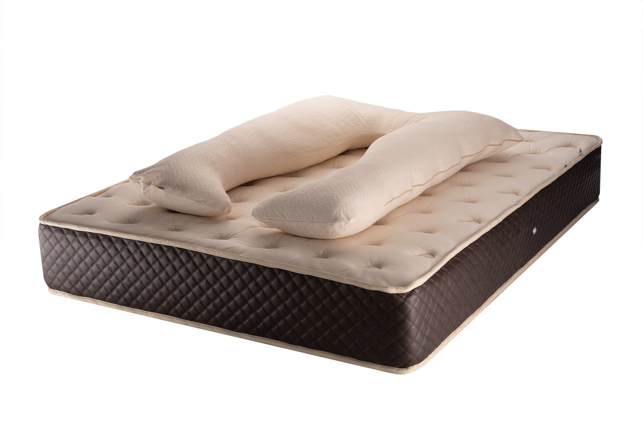 U shaped natural pregnancy pillow with hemp and organic cotton cover and raw wool filling by the Woolland 