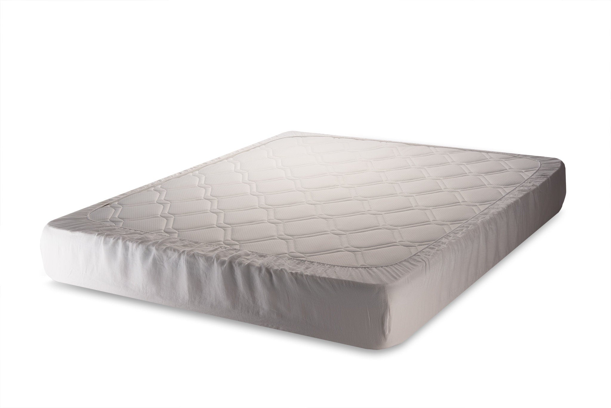 natural linen fitted sheet dressed on a mattress. Handmade by Woolland