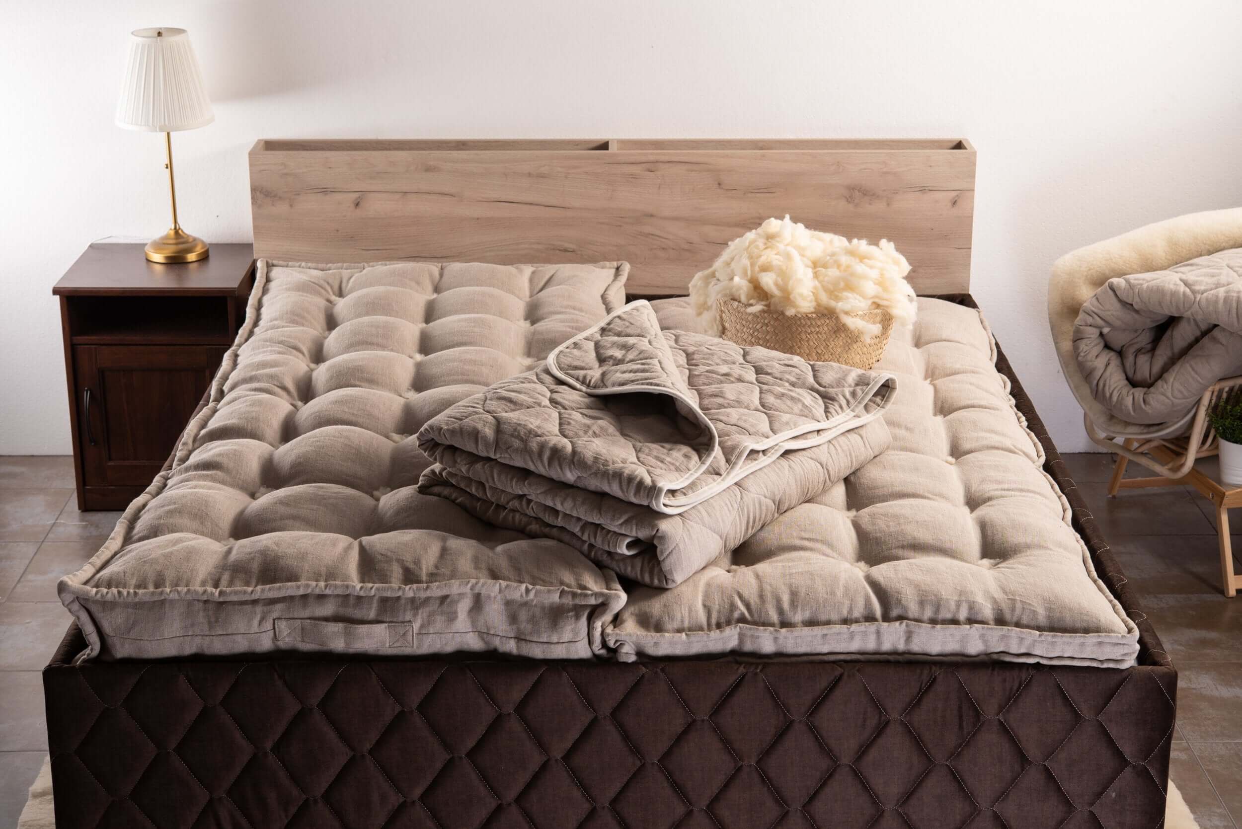 Merino wool and linen natural comforter 